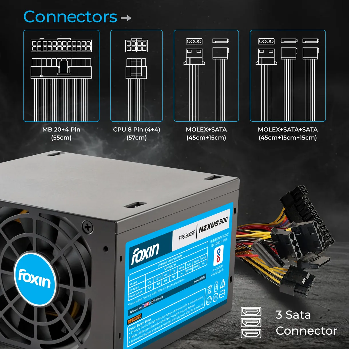 Foxin Desktop Power Supply 500w (Nexus 500) view 3